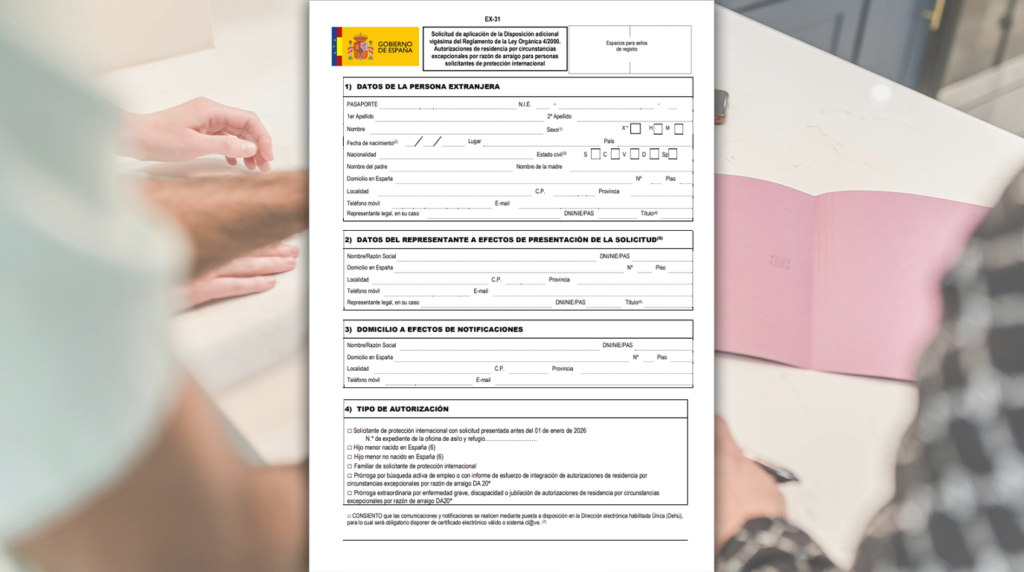 Cómo rellenar la seccion 4 del Modelo EX-31 para Menor de Asilo en la regularizacion 2026